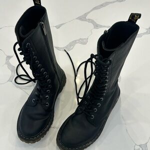 Black Leather Combat Boots